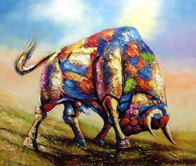 Affordable Custom Made Hand-painted Bull Oil Painting In Malaysia Office/ Home @ ArtisanMalaysia.com