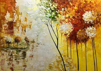 Affordable Custom Made Hand-painted Vibrant Bold Contemporary Panels Eclectic Colourful Flower Landscape Palette Knife Oil Painting In Malaysia Office/ Home @ ArtisanMalaysia.com