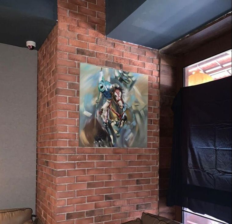 Affordable Custom Made Hand-painted Fengshui Modern Horse Polo Oil Painting In Malaysia Office/ Home @ ArtisanMalaysia.com
