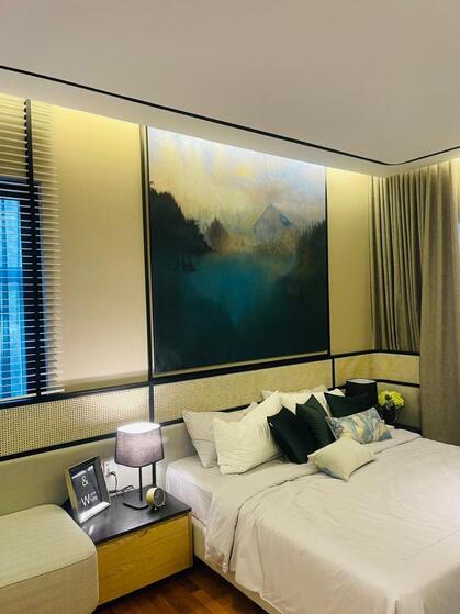 Affordable Custom Made Harmonious Blue Mountain Abstract Oil Painting Made On Canvas In Malaysia Office/ Home @ ArtisanMalaysia.com