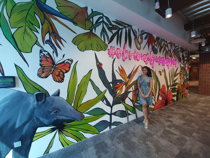 Affordable Custom Made Hand-painted Malaysian Tropical Forest Flora and Fauna Mural Art on Wall In Malaysia Office/ Home @ ArtisanMalaysia.com