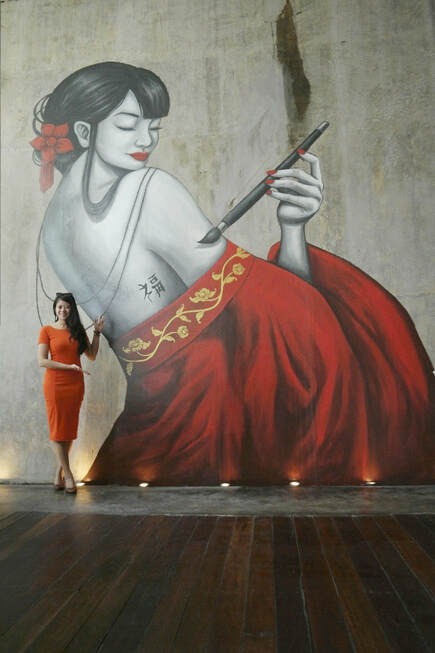 Affordable Custom Made Asian Lady In Red Mural Art In Malaysia