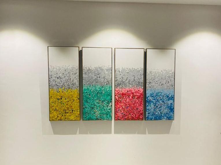 Affordable Custom Made Hand-painted 4 Seasons Panels Modern Abstract Oil Painting In Malaysia Office/ Home @ ArtisanMalaysia.com