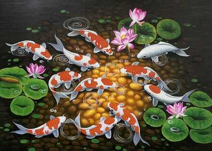 Affordable Koi Fish Oil Painting Made On Canvas In Malaysia Office/ Home @ ArtisanMalaysia.com
