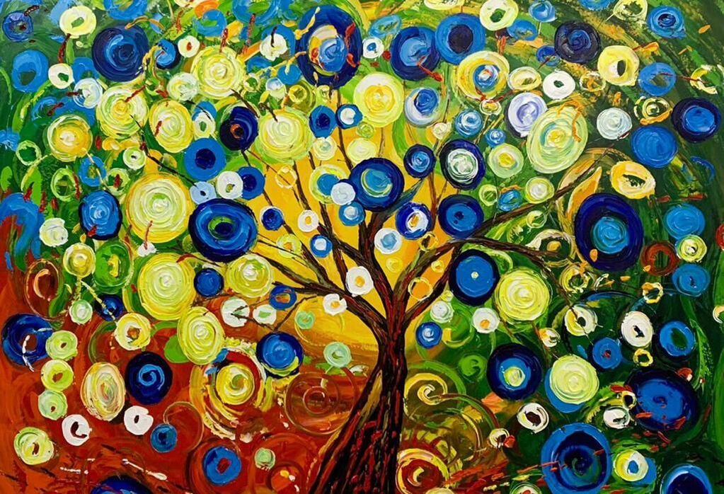 Affordable Custom Made Hand-painted Vibrant Scenery Tree Oil Painting In Malaysia Office/ Home @ ArtisanMalaysia.com