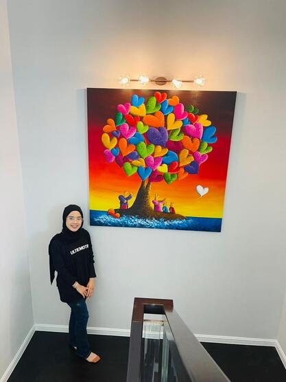 Affordable Custom Made Hand-painted Modern Vibrant Colourful Tree of Love By Coplu Oil Painting In Malaysia Office/ Home @ ArtisanMalaysia.com