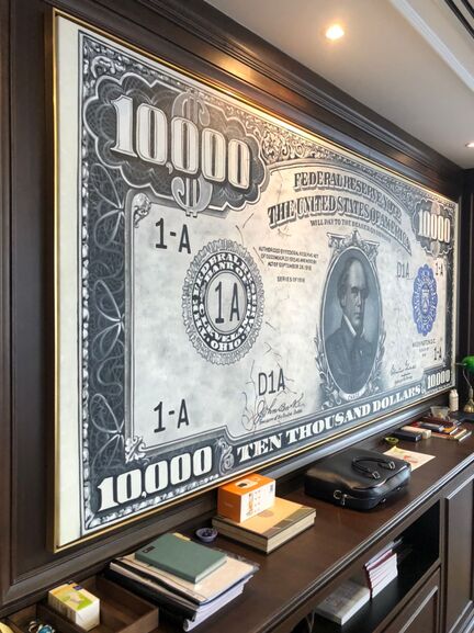 Affordable Custom Made Hand-painted Commissioned Realistic Big U.S Dollar Bill Oil Painting In Malaysia Office/ Home @ ArtisanMalaysia.com