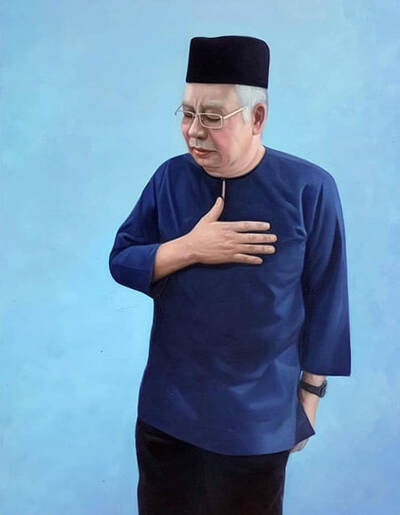 Affordable Custom Made Hand-painted Commissioned Malaysia Prime Minister Najib Portrait Oil Painting In Malaysia Office/ Home @ ArtisanMalaysia.com