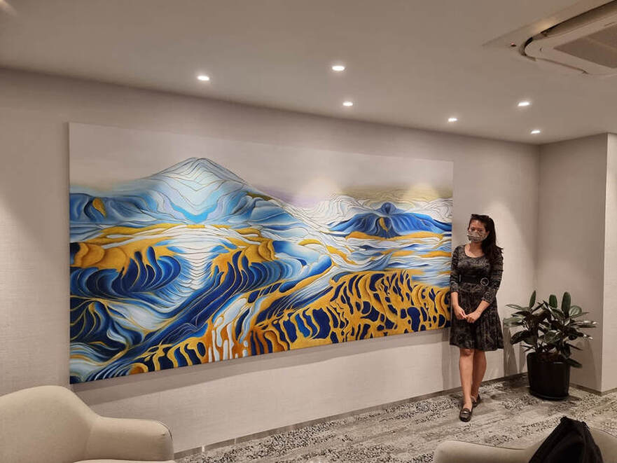 Affordable Custom Made Hand-painted Fengshui Infinity Gold Mountain Oil Painting In Malaysia Office/ Home @ ArtisanMalaysia.com