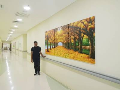 Affordable Custom Made 3 Panels Landscape Flower/Floral Oil Painting Made On Canvas In Malaysia Office/ Home @ ArtisanMalaysia.com