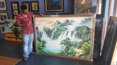 Affordable Custom Made  Waterfall Oil Painting Made On Canvas In Malaysia