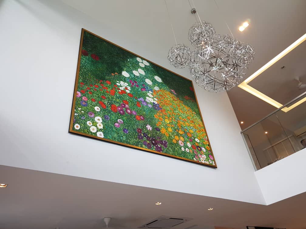 Affordable Custom Made Hand-painted Farmer's Garden by Gustav Klimt Oil Painting In Malaysia Office/ Home @ ArtisanMalaysia.com