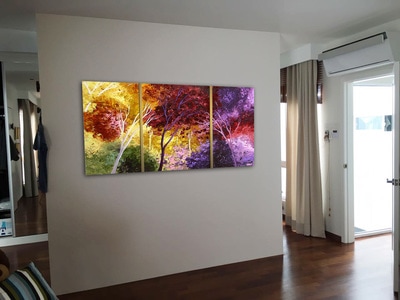 Affordable Custom Made Hand-painted 3 Panels Contemporary Landscape Oil Painting In Malaysia Office/ Home