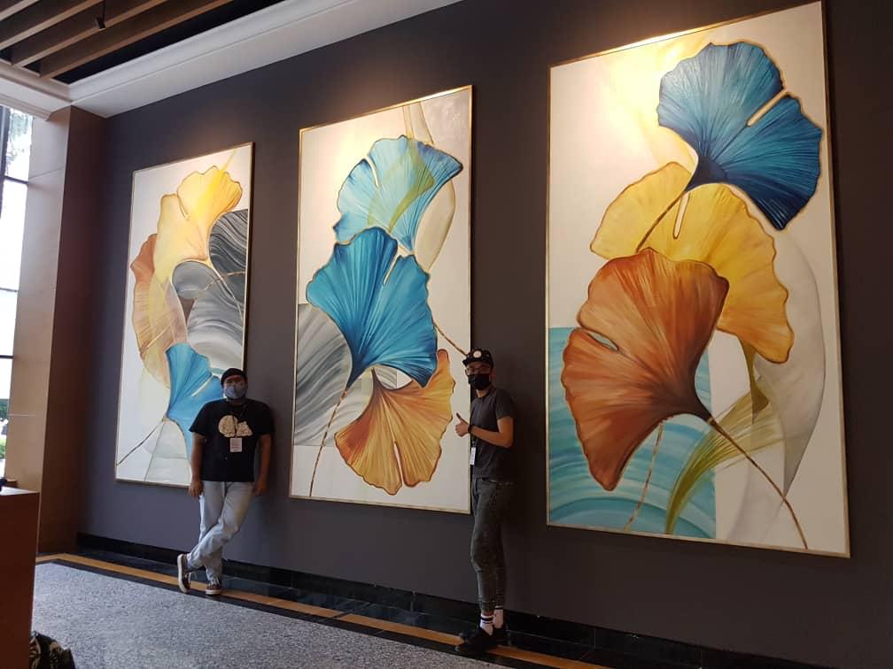 Affordable Custom Made Modern Ginkgo Oil Painting On Canvas  In Malaysia Office/ Home @ ArtisanMalaysia.com