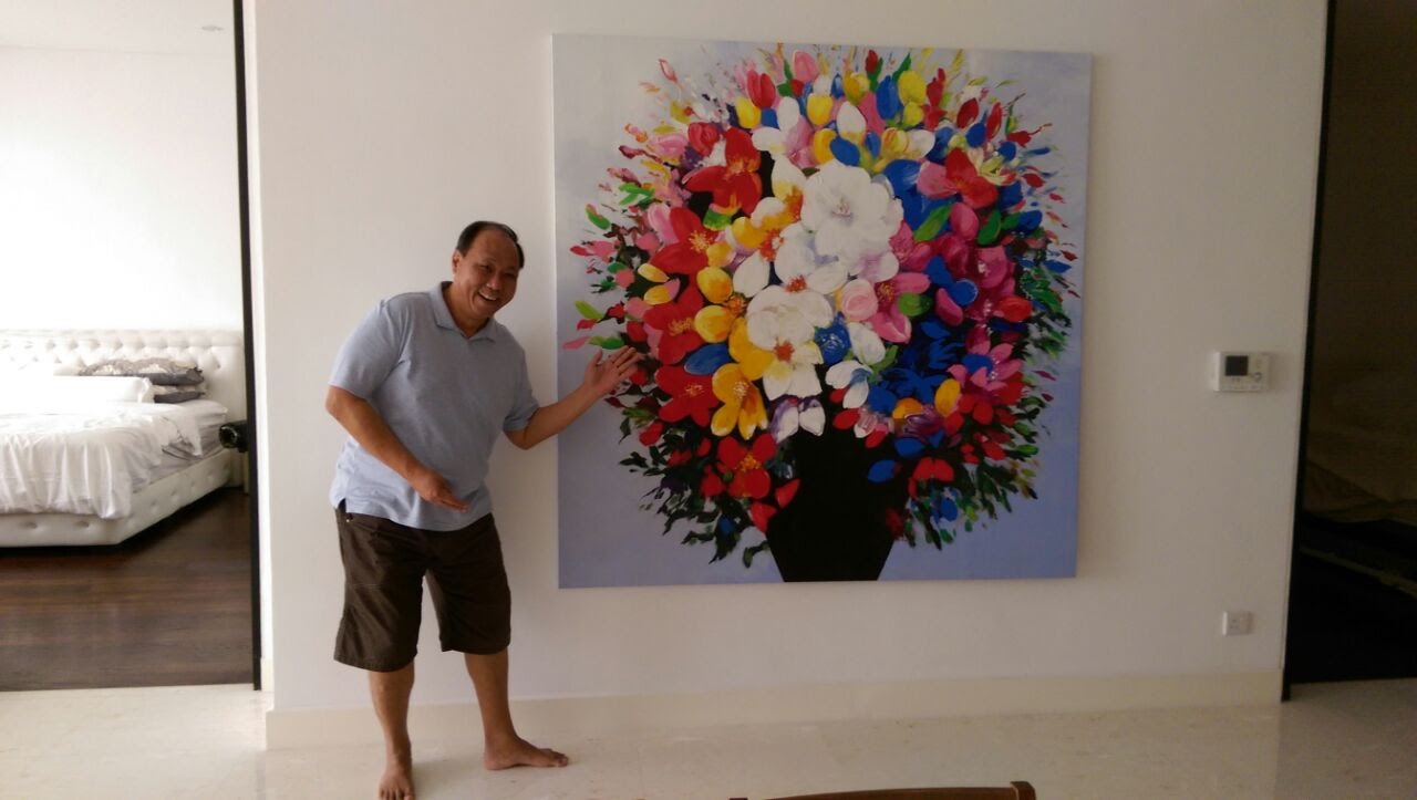 Affordable Custom Made Colourful Flower Oil Painting on Canvas in Malaysia Office/ Home @ ArtisanMalaysia.com