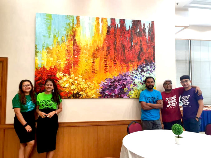 Affordable Custom Made Hand-painted Vibrant Bold Contemporary Panels Eclectic Colourful Flower Landscape Palette Knife Oil Painting In Malaysia Office/ Home @ ArtisanMalaysia.com