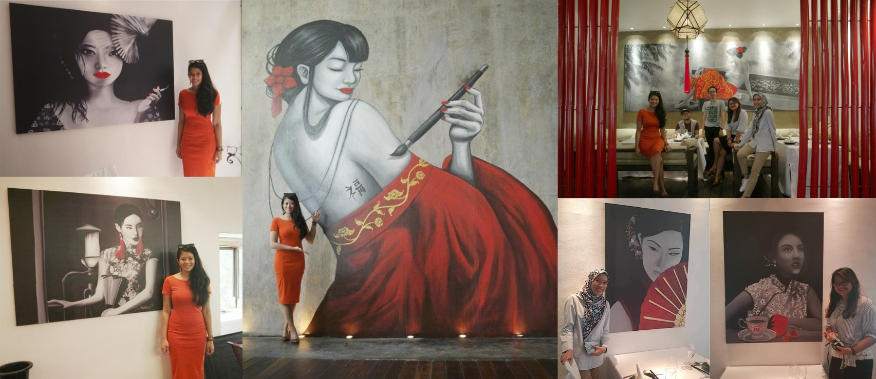 Affordable Custom Made Asian Lady In Red Oil Painting on Canvas and Mural Art in Malaysia