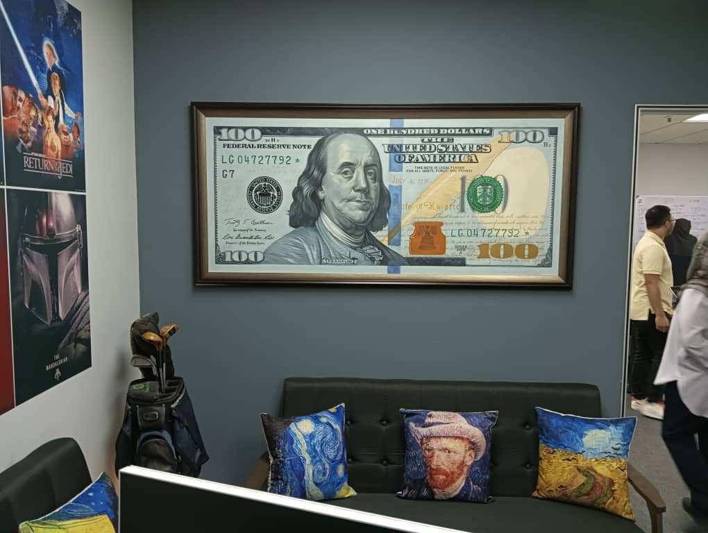 Affordable Custom Made  Dollar Bill Oil Painting On Canvas  In Malaysia Office/ Home @ ArtisanMalaysia.com