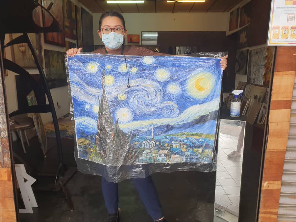 Affordable Custom Made Hand-painted Timeless Starry Night by Vincent Van Gogh Oil Painting In Malaysia Office/ Home @ ArtisanMalaysia.com