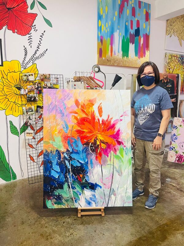 Affordable Custom Made Hand-painted Colourful Flower Abstract Oil Painting In Malaysia Office/ Home @ ArtisanMalaysia.com