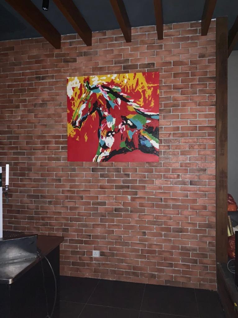 Affordable Custom Made Hand-painted Horse Eclectic Abstract Bold Polo Red Oil Painting In Malaysia Office/ Home @ ArtisanMalaysia.com