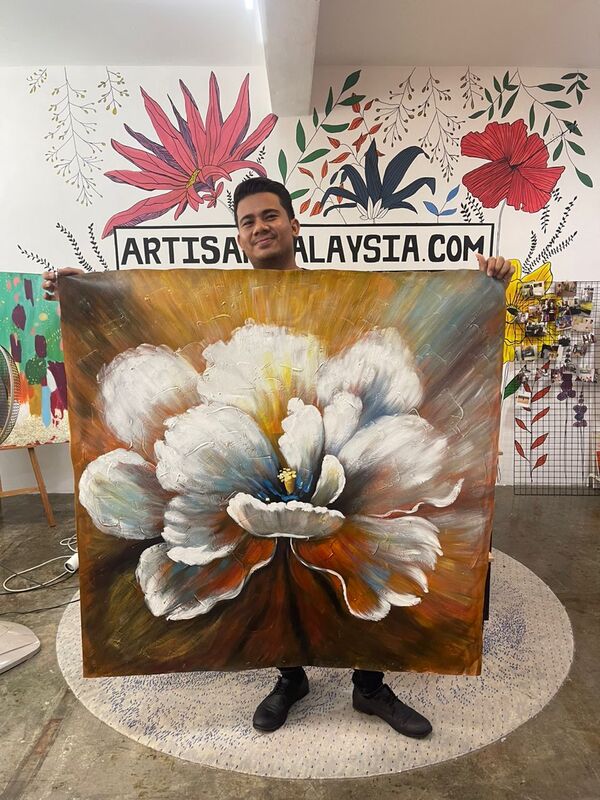 Affordable Custom Made Hand-painted Textured Flower Oil Painting In Malaysia Office/ Home @ ArtisanMalaysia.com