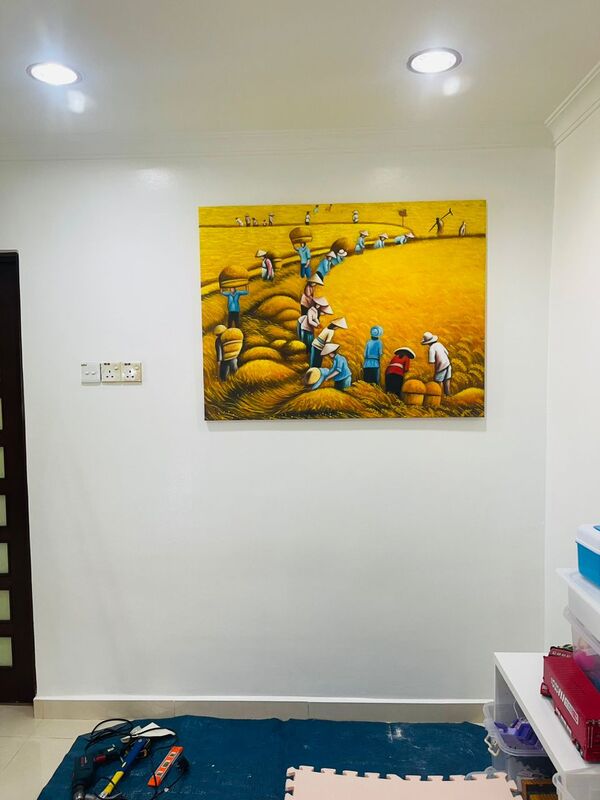 Affordable Custom Made Hand-painted  Textured Contemporary Paddy Field Oil Painting In Malaysia Office/ Home @ ArtisanMalaysia.com