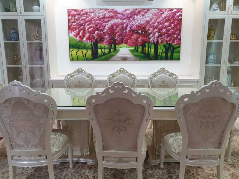 Affordable Custom Made Hand-painted Scenery Pink Blossom Oil Painting In Malaysia Office/ Home @ ArtisanMalaysia.com