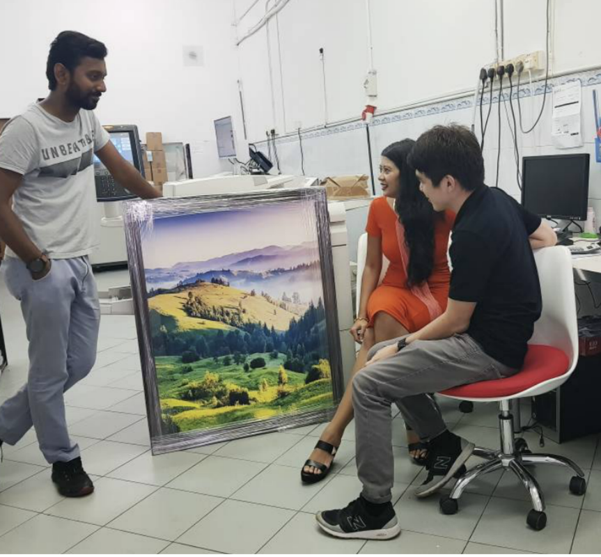 Affordable Custom Made Hand-painted  Framed Vintage Mountain Scenery Oil Painting In Malaysia Office/ HomePicture @ ArtisanMalaysia.com