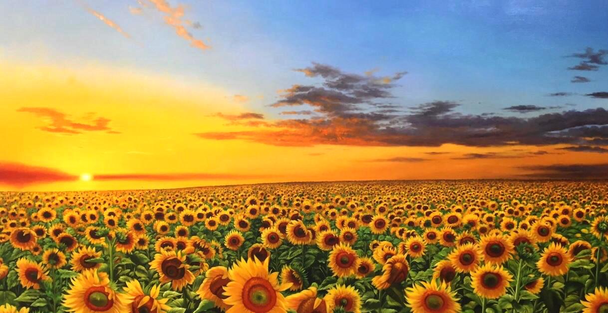 Affordable Custom Made Hand-painted Commissioned Scenery Sunflower Oil Painting In Malaysia Office/ Home @ ArtisanMalaysia.com