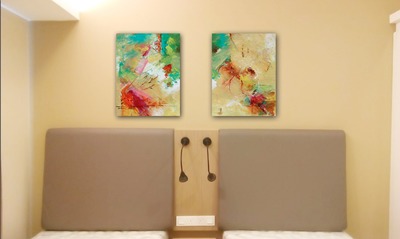 Affordable Custom Made Hand-painted 2 Panels Contemporary Abstract Oil Painting In Malaysia Office/ Home