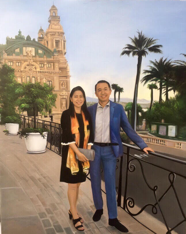Affordable Custom Made Commissioned Couple Wedding Portrait Oil Painting Made On Canvas In Malaysia Office/ Home @ ArtisanMalaysia.com