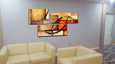 Affordable Custom Made Hand-painted 3 Panels  Contemporary Abstract Oil Painting In Malaysia Office/ Home